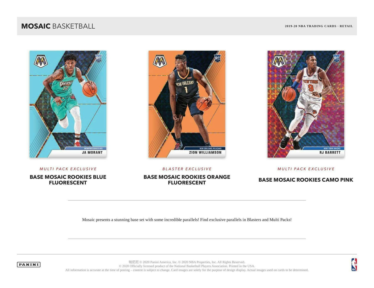 2019/20 Panini Mosaic Basketball Cello 12-Pack Box (Pink Camo Prizms)