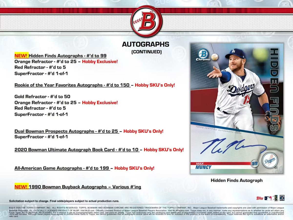 2020 Bowman Baseball Hobby Box