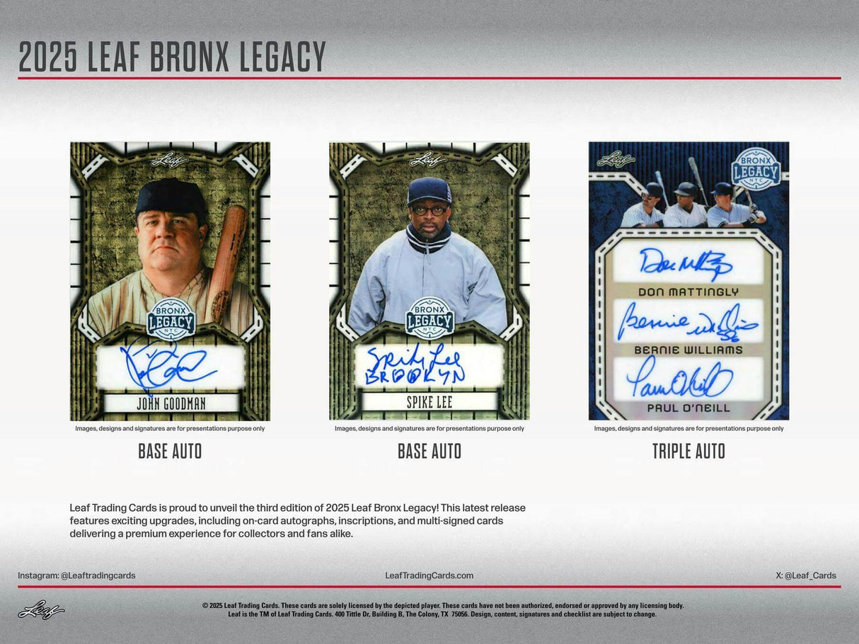 2025 Leaf Bronx Legacy Baseball Hobby Box