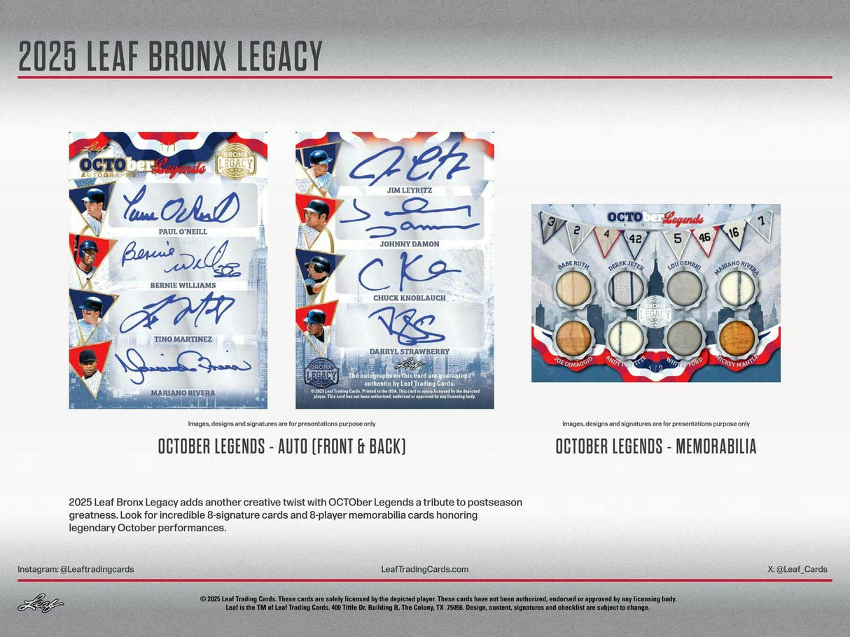 2025 Leaf Bronx Legacy Baseball Hobby Box