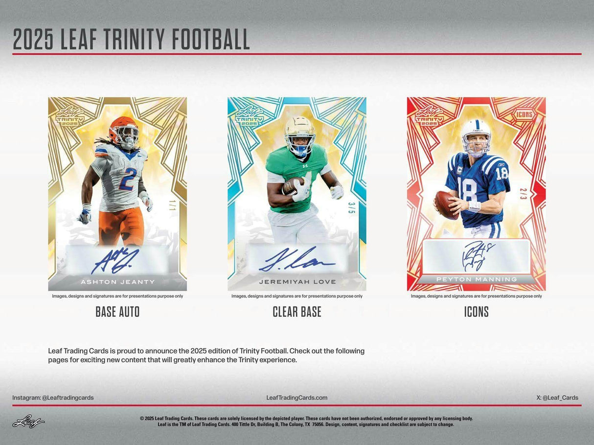 2025 Leaf Trinity Football Jumbo Hobby Box