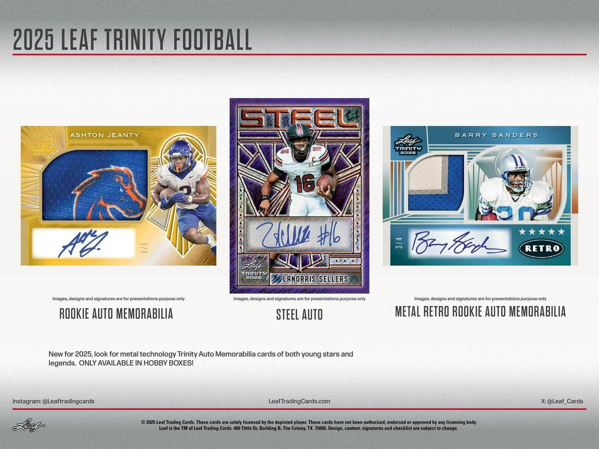 2025 Leaf Trinity Football Jumbo Hobby Box