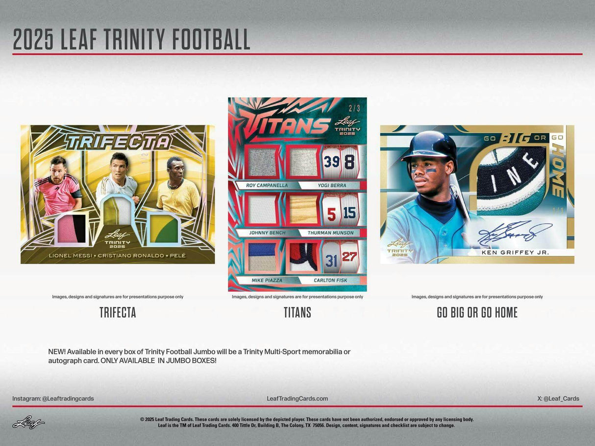 2025 Leaf Trinity Football Jumbo Hobby Box