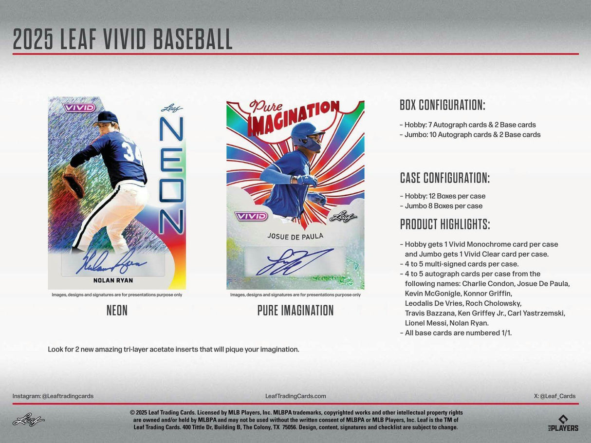 2025 Leaf Vivid Baseball Hobby Jumbo Box