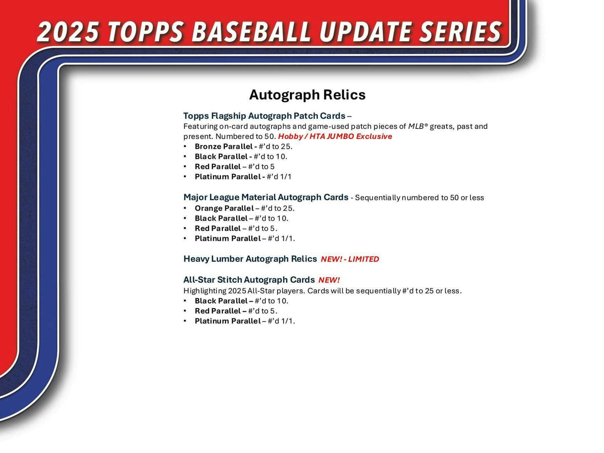 2025 Topps Update Series Baseball Hobby Pack