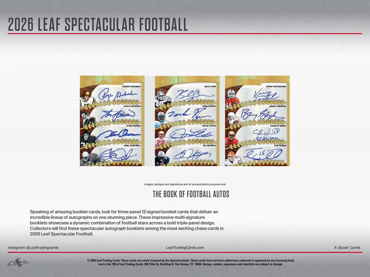2026 Leaf Spectacular Football Hobby Box