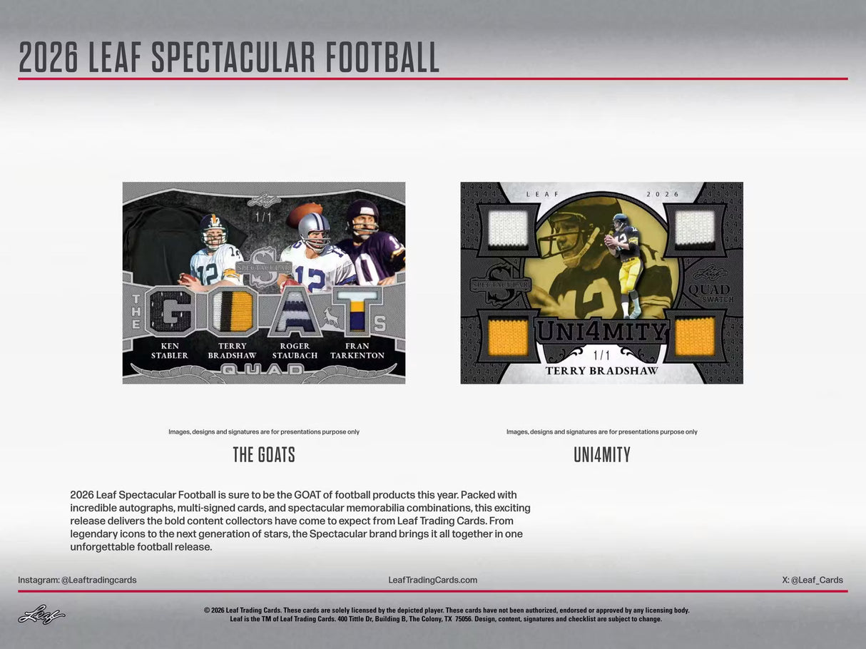 2026 Leaf Spectacular Football Hobby Box