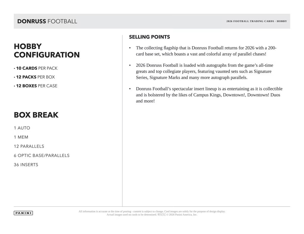 2026 Panini Donruss Football Hobby Box