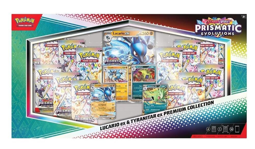 Pokemon TCG: Scarlet & Violet Prismatic Evolutions Lucario ex & Tyranitar ex Premium Collection