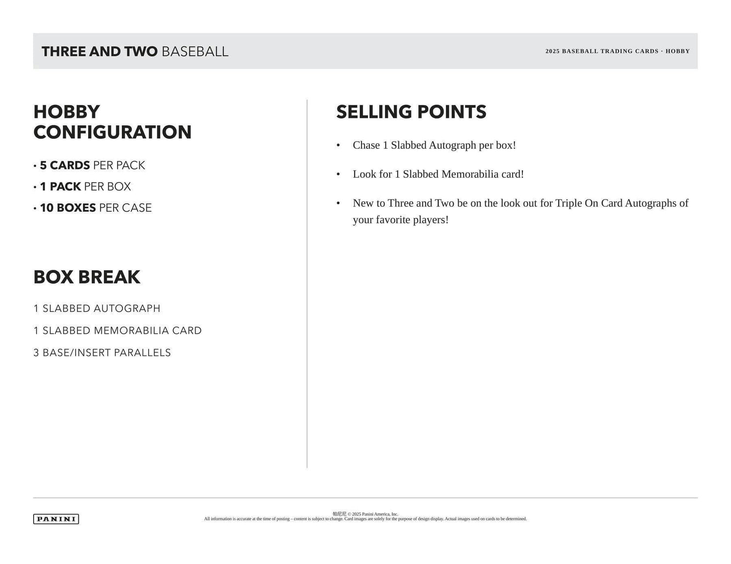 2025 Panini Three and Two Baseball Hobby Box