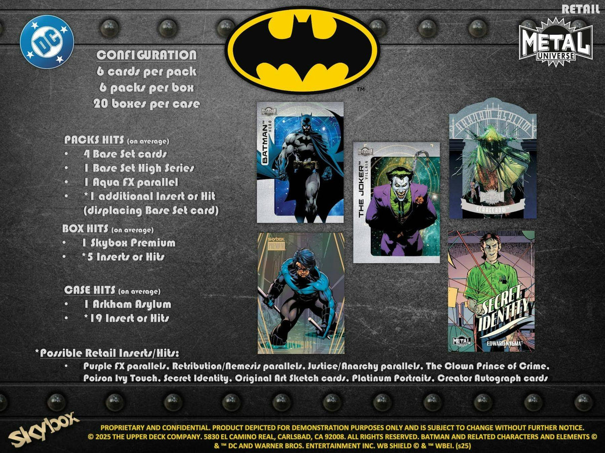 2025 Upper Deck Batman Skybox Metal Universe 6-Pack Blaster 20-Box Case