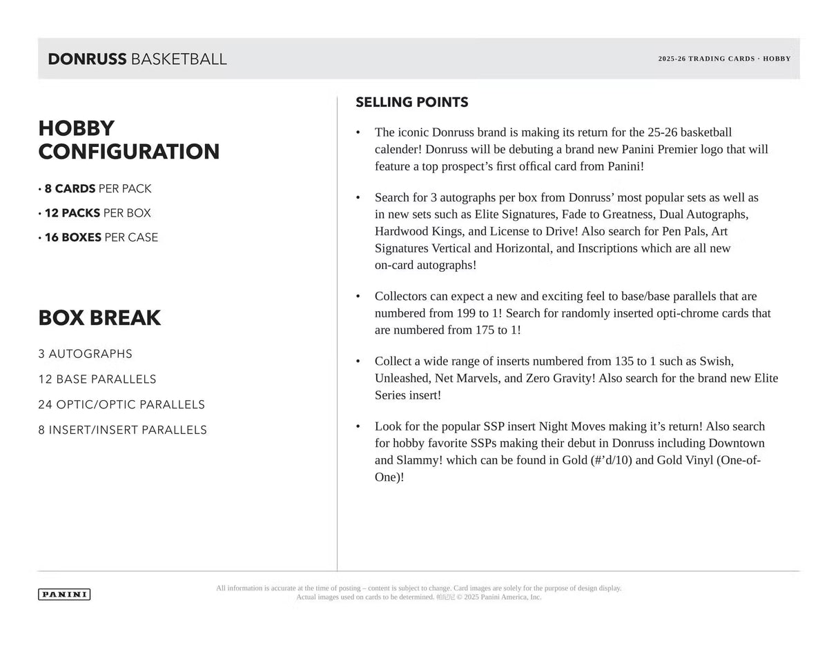 2025/26 Panini Donruss Basketball Hobby Box