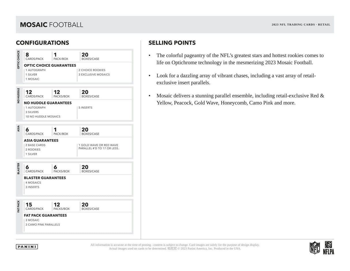 2023 Panini Mosaic Football Jumbo Value Pack