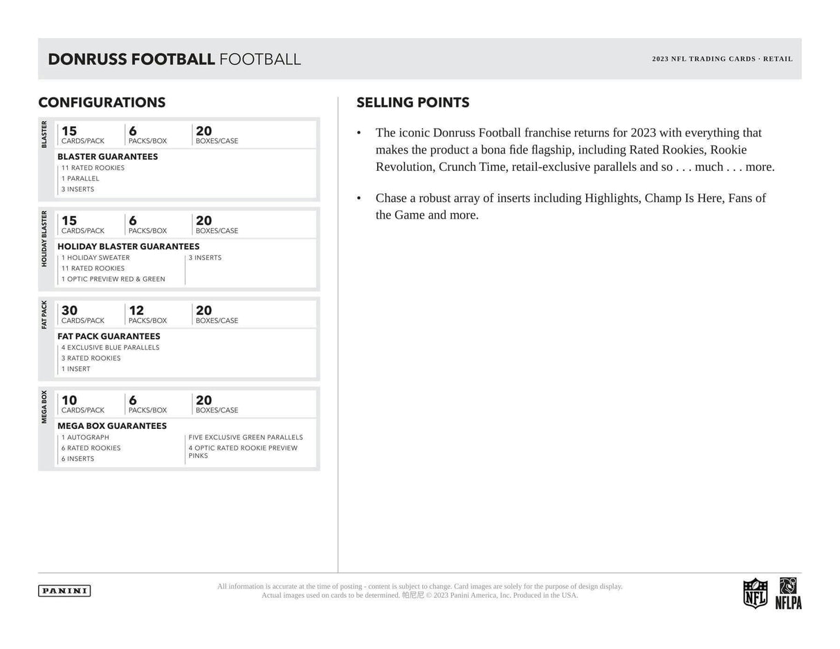 2023 Panini Donruss Football 6-Pack Blaster Box