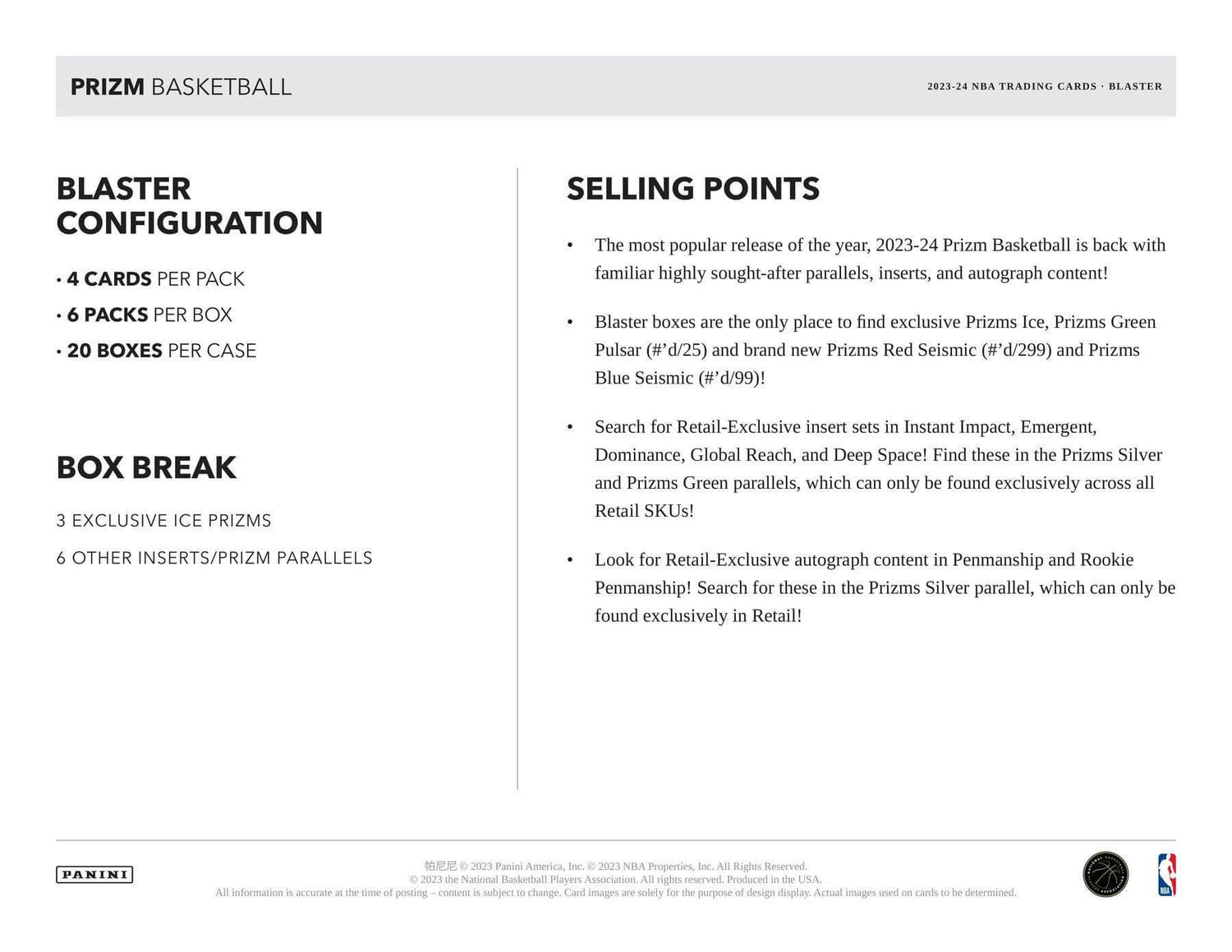 2023/24 Panini Prizm Basketball 6-Pack Blaster Box (Ice Prizms!)