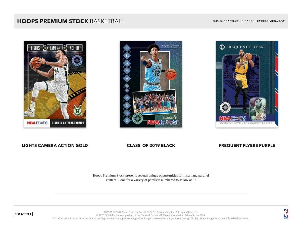 2019/20 Panini NBA Hoops Premium Stock Basketball Mega Box (64 Cards) (Green Ice)