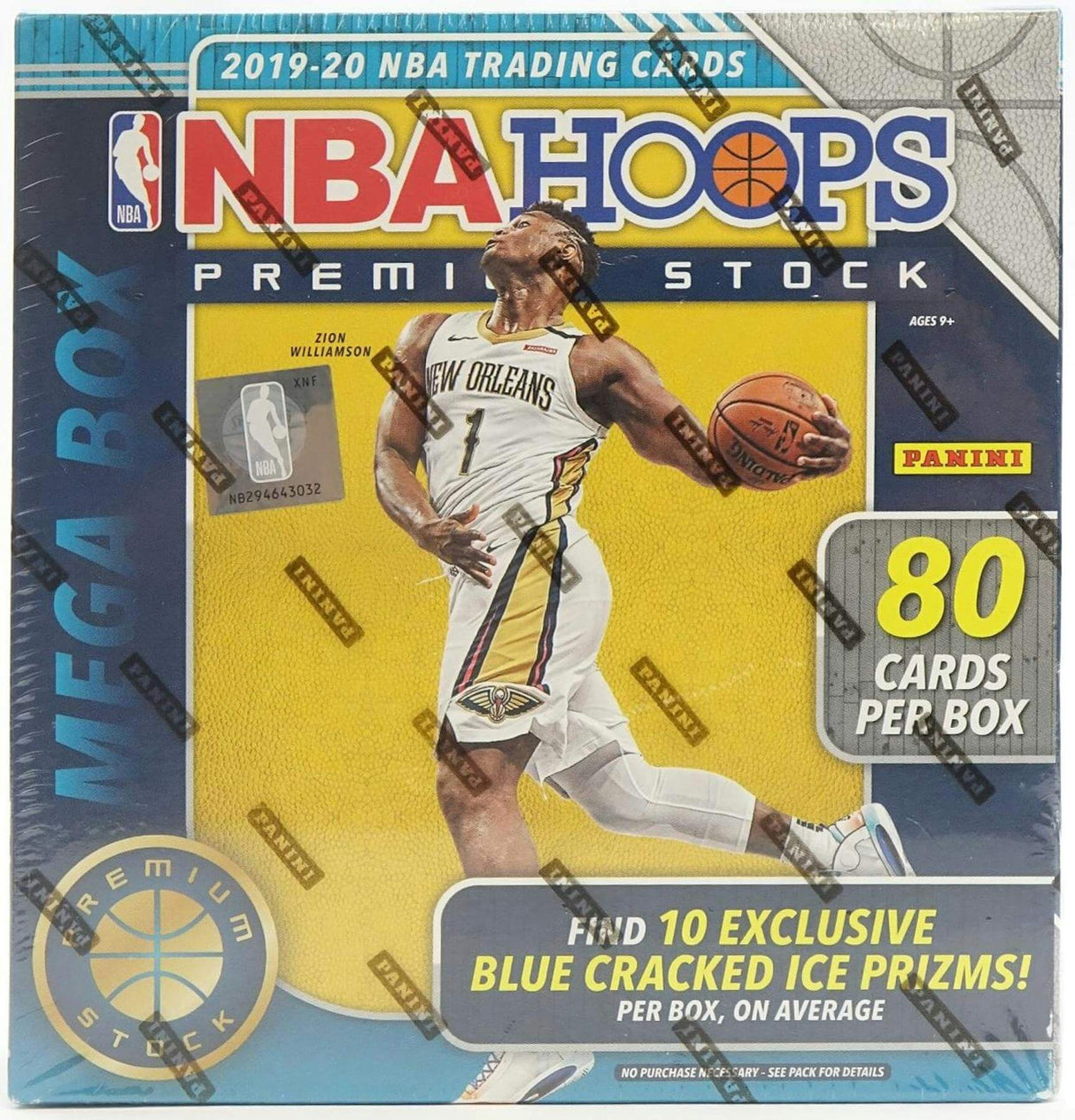 2019/20 Panini NBA Hoops Premium Stock Basketball Mega Box (80 Cards) (Blue Prizms)
