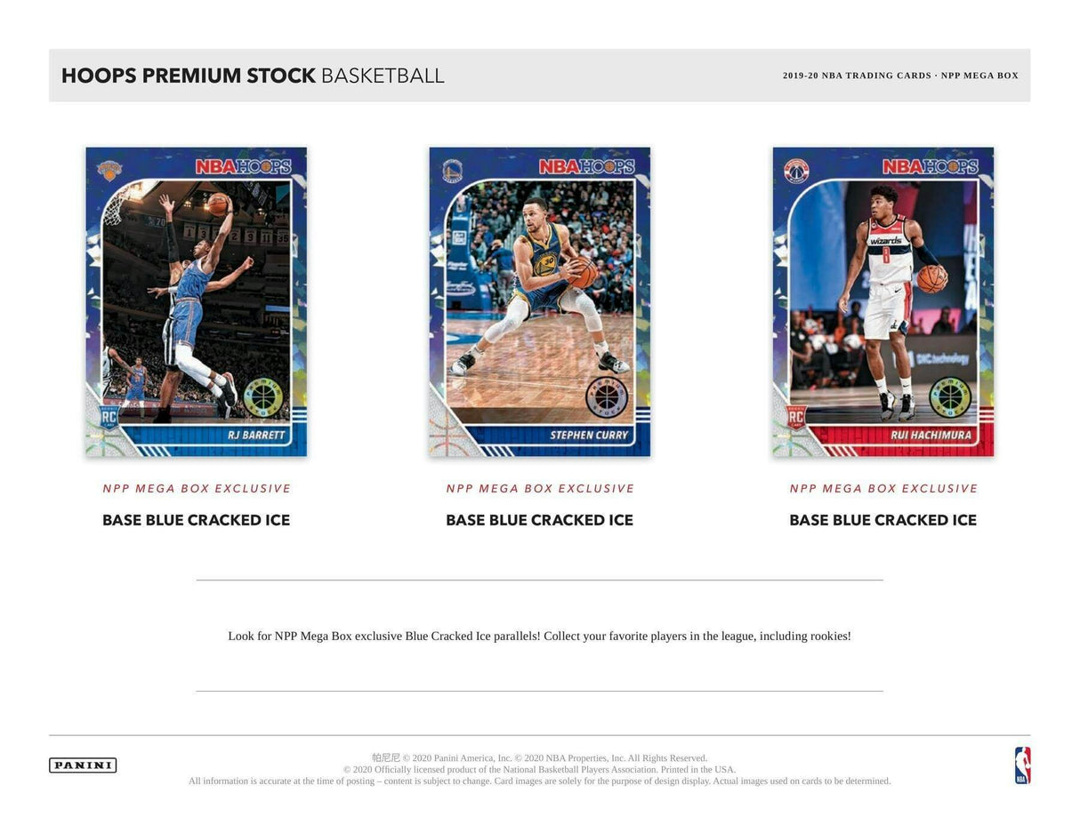 2019/20 Panini NBA Hoops Premium Stock Basketball Mega Box (80 Cards) (Blue Prizms)