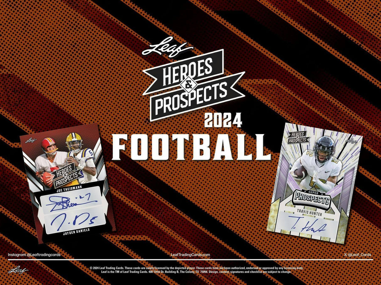 2024 Leaf Heroes & Prospects Football Hobby Jumbo Box