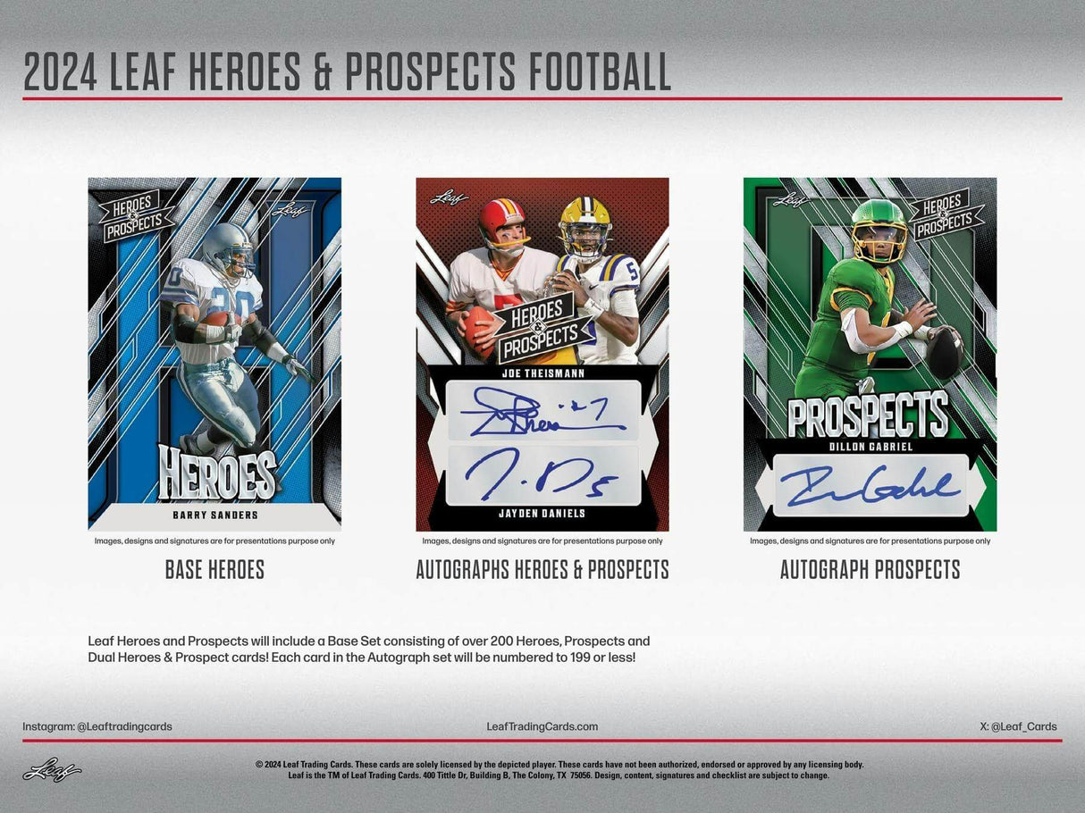 2024 Leaf Heroes & Prospects Football Hobby Jumbo Box