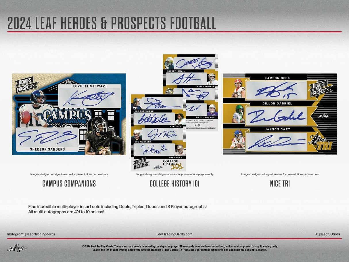 2024 Leaf Heroes & Prospects Football Hobby Jumbo Box