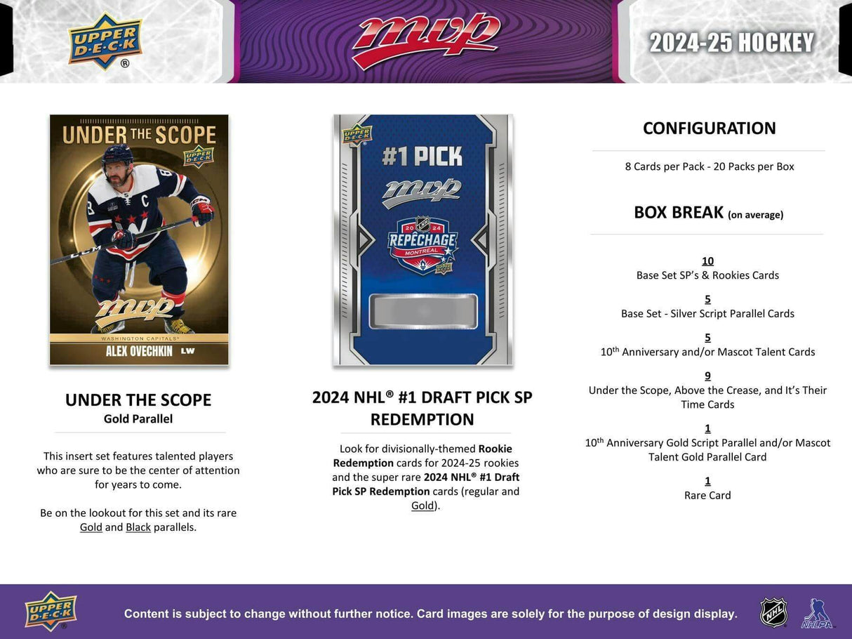 2024/25 Upper Deck MVP Hockey Hobby Box