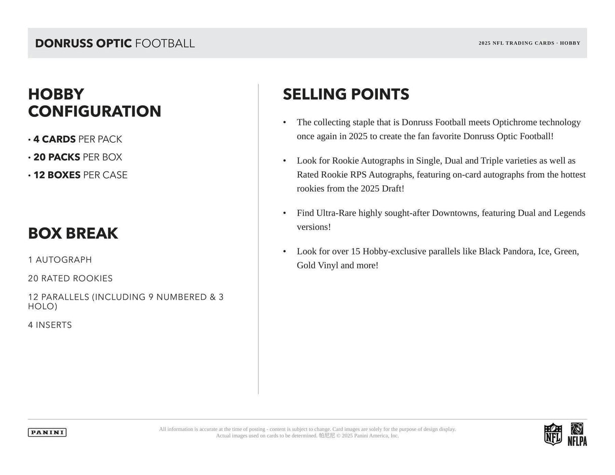 2025 Panini Donruss Optic Football Hobby Box