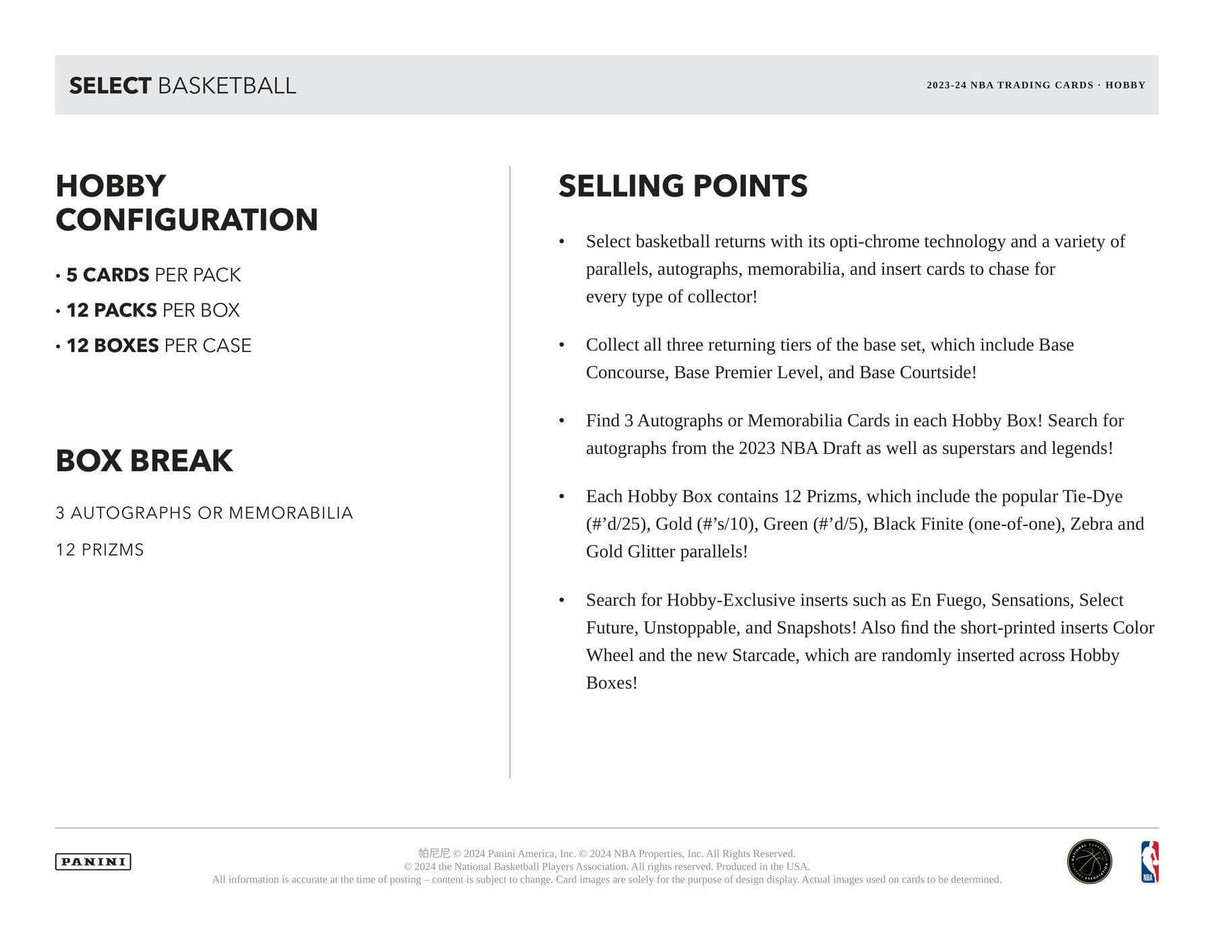 2023/24 Panini Select Basketball Hobby Box