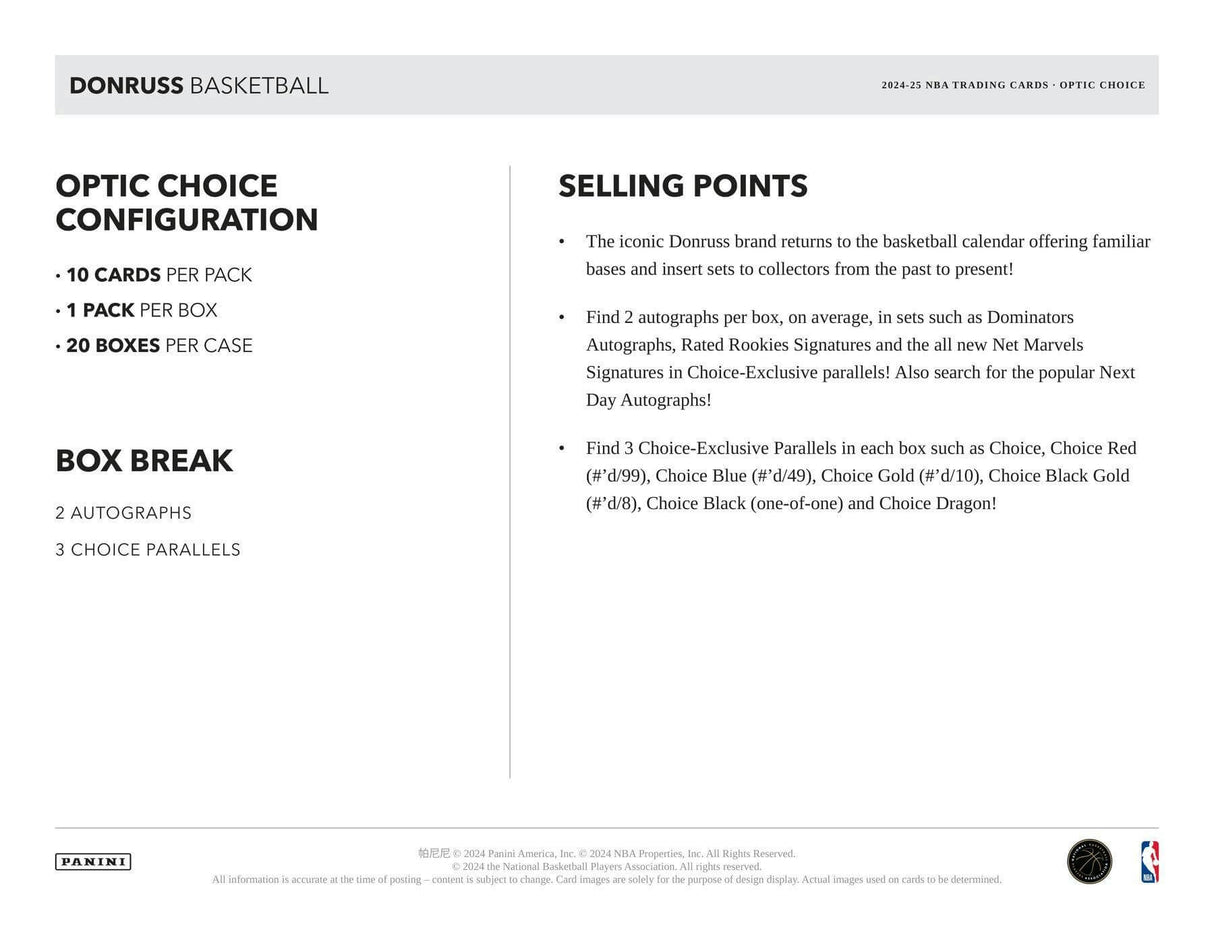 2024/25 Panini Donruss Basketball Choice Box