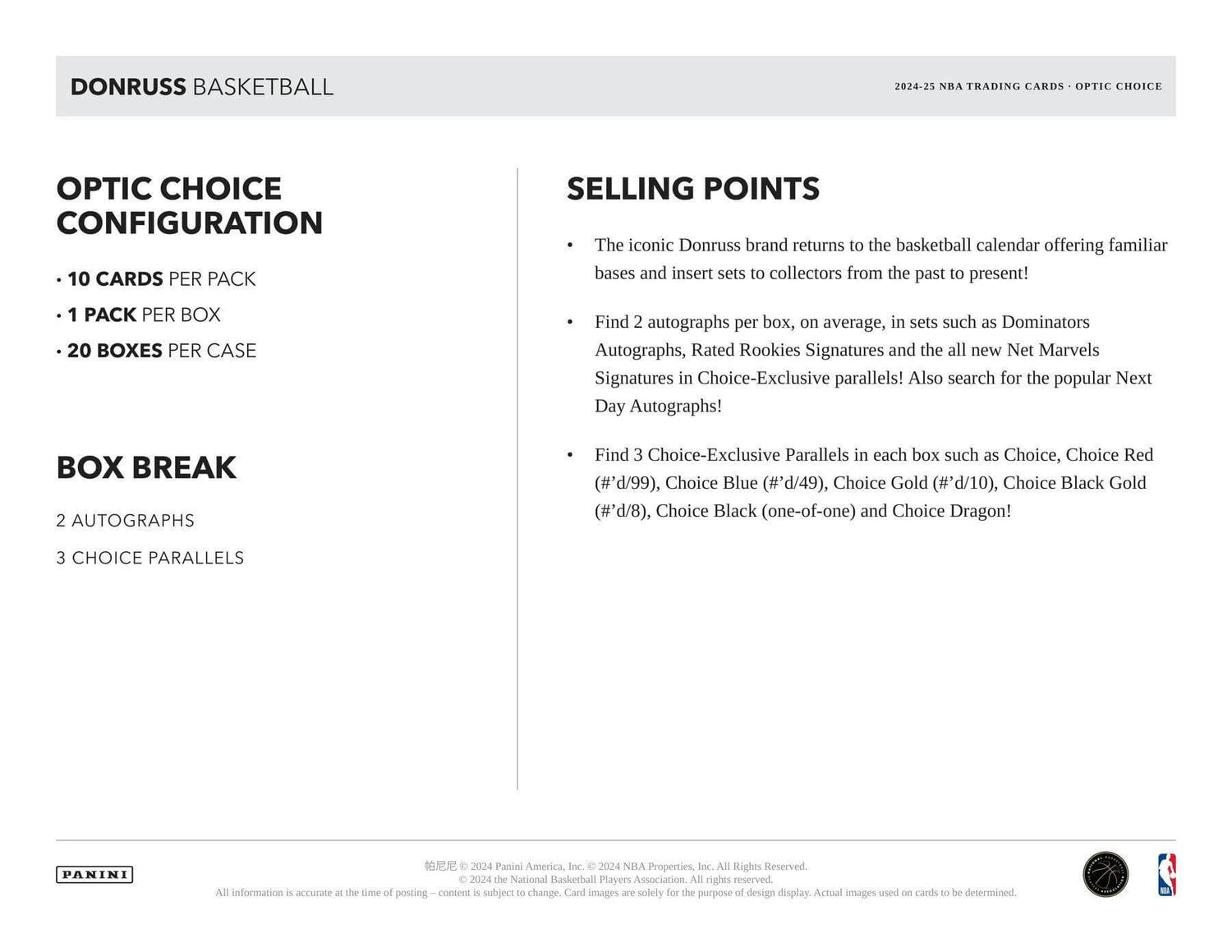 2024/25 Panini Donruss Basketball Choice Box