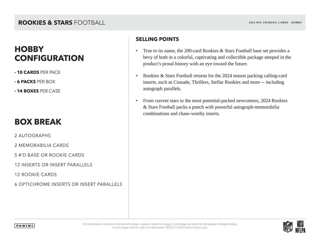 2024 Panini Rookies & Stars Football Hobby Pack