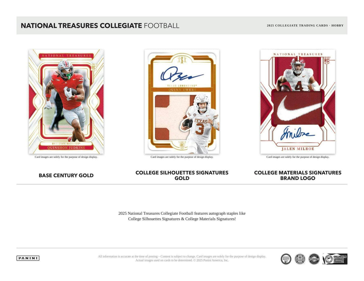 2025 Panini National Treasures Collegiate Football Hobby Box