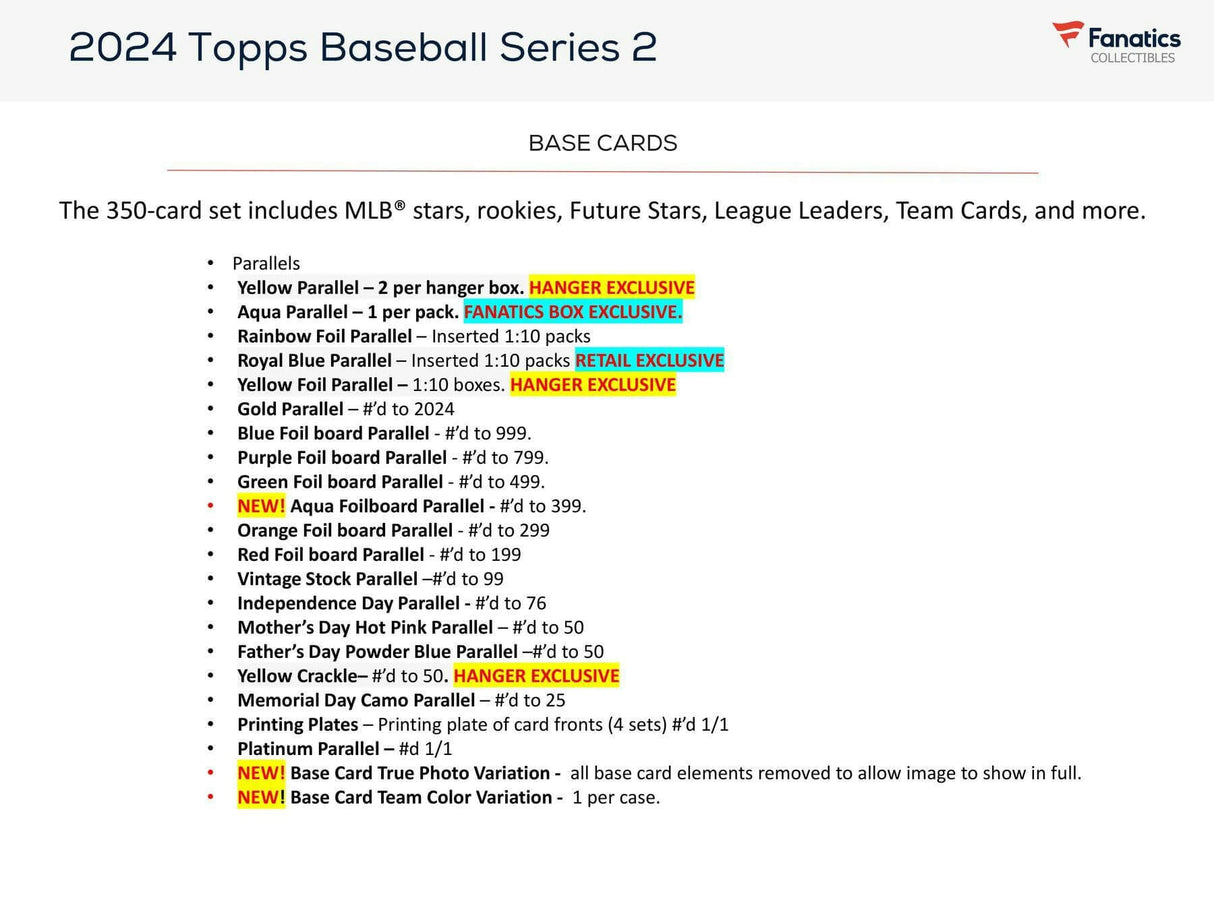 2024 Topps Series 2 Baseball Retail 20-Pack Box