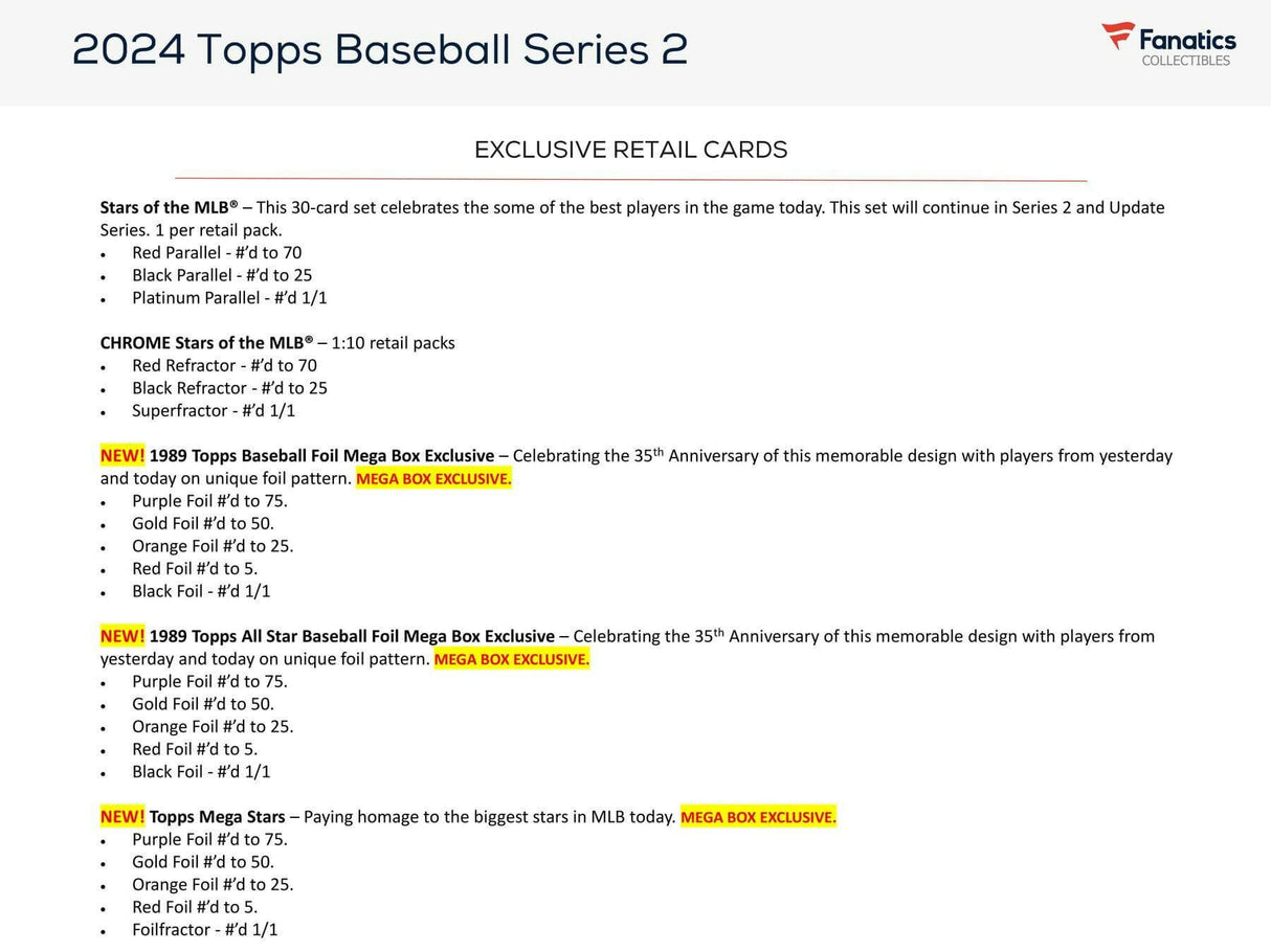 2024 Topps Series 2 Baseball Retail 20-Pack Box