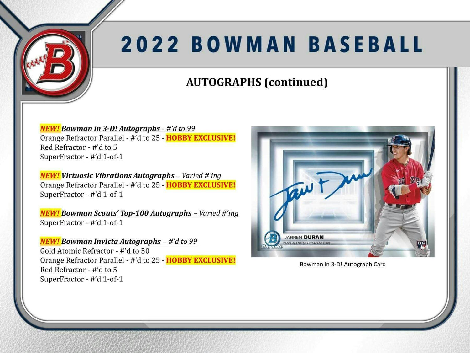 2022 Bowman Baseball Hobby Pack