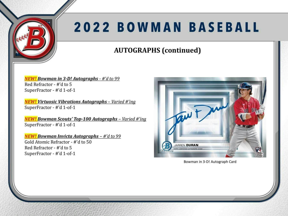 2022 Bowman Baseball Hobby Jumbo Pack