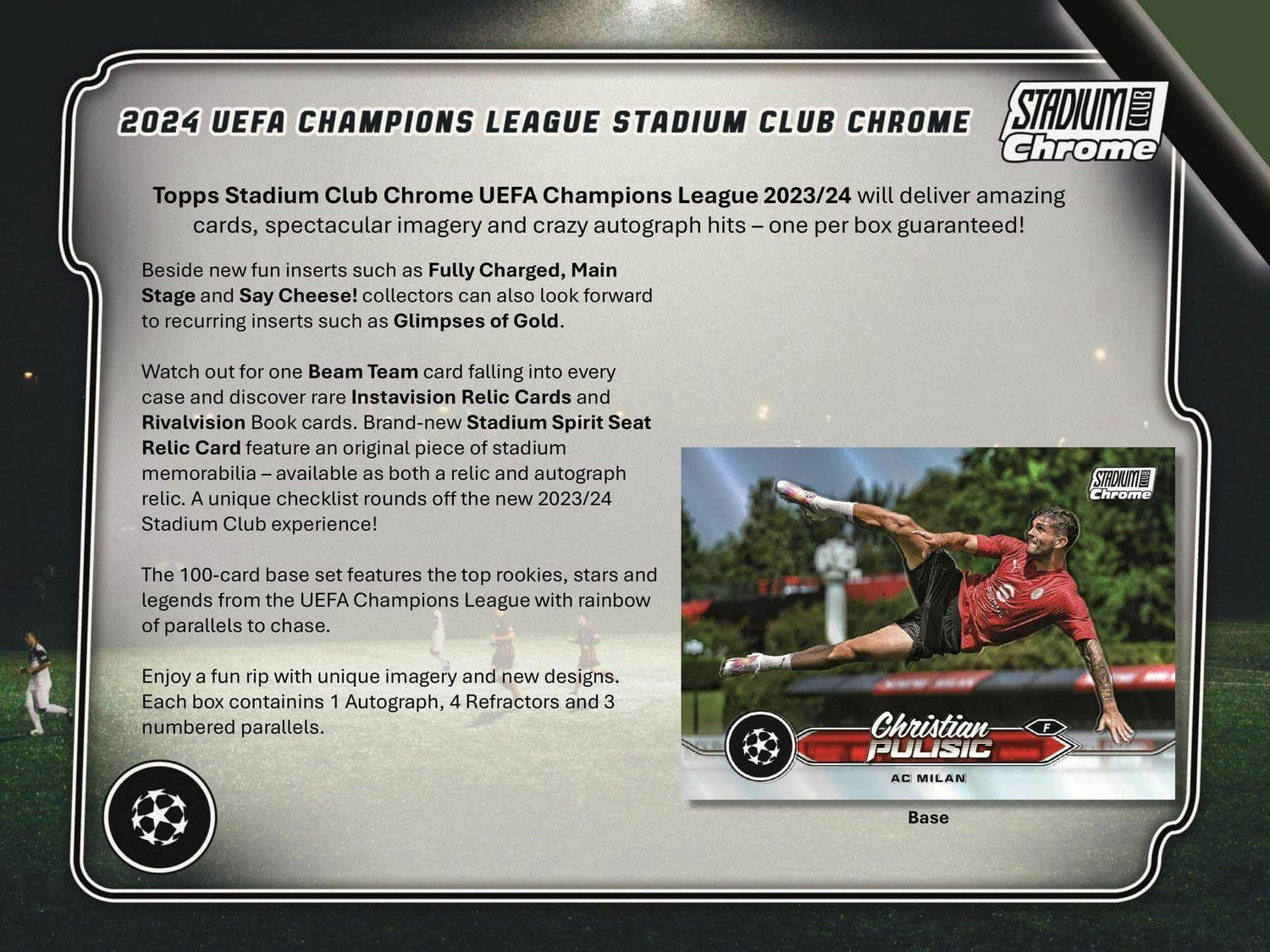 2023/24 Topps Stadium Club Chrome UEFA Club Competitions Soccer Hobby Pack