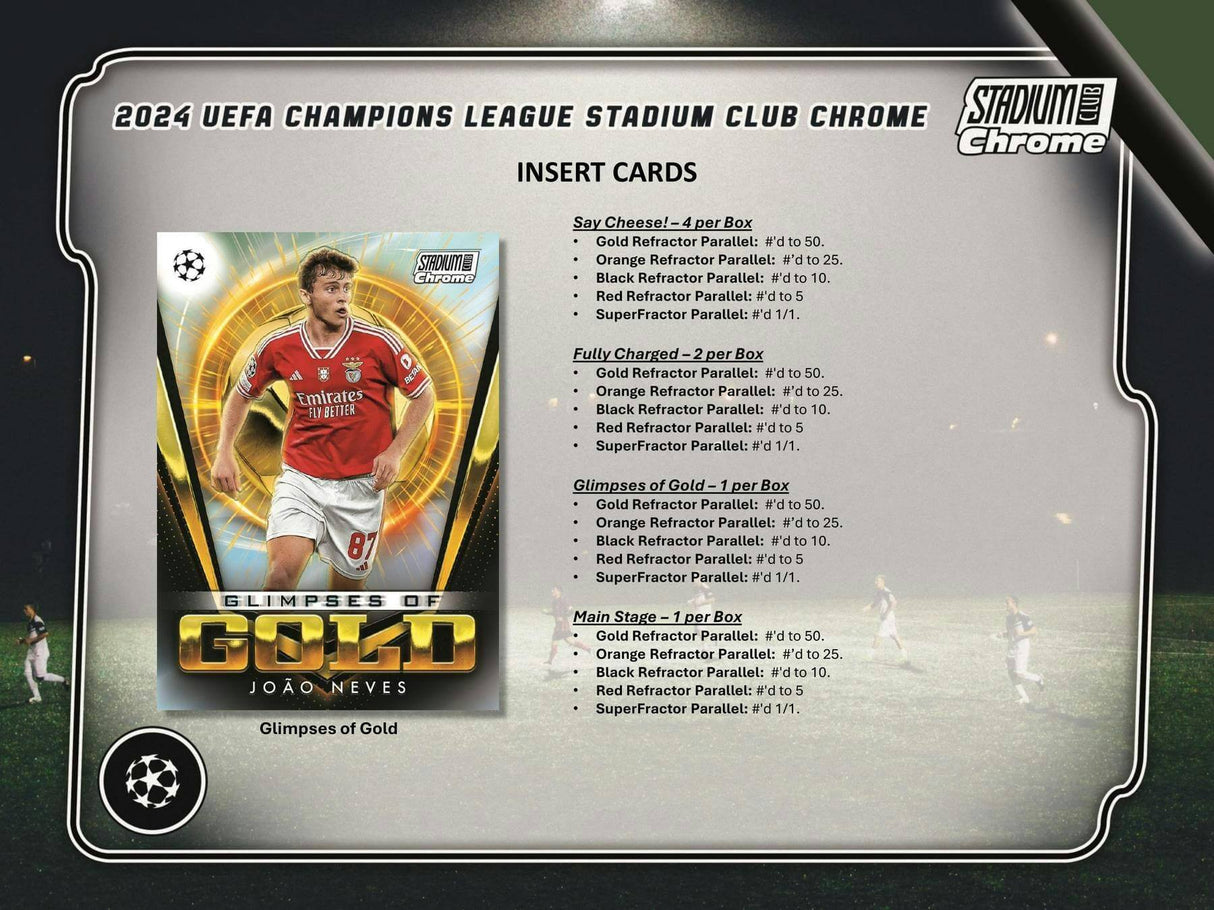 2023/24 Topps Stadium Club Chrome UEFA Club Competitions Soccer Hobby Pack