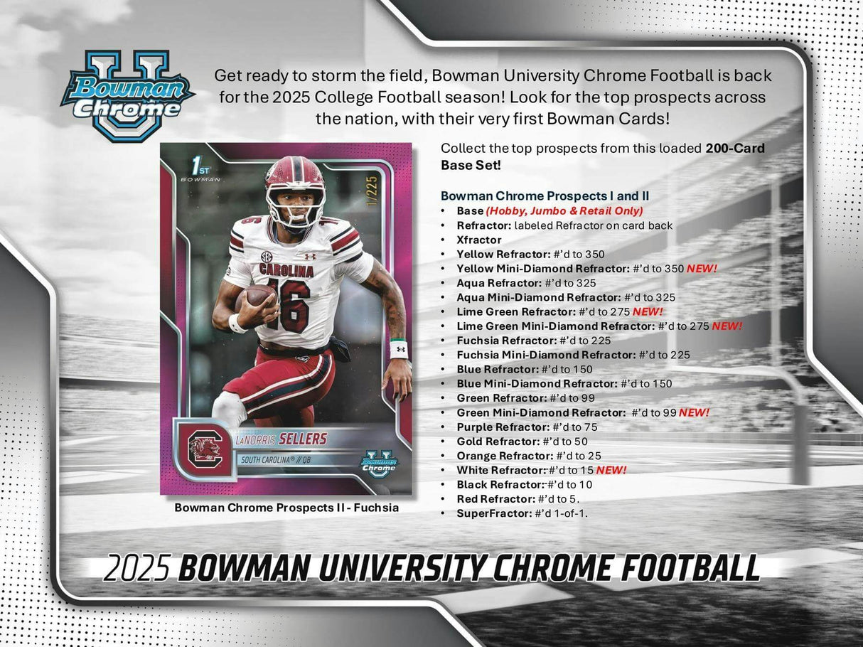 2025 Bowman University Chrome Football 7-Pack Blaster Box