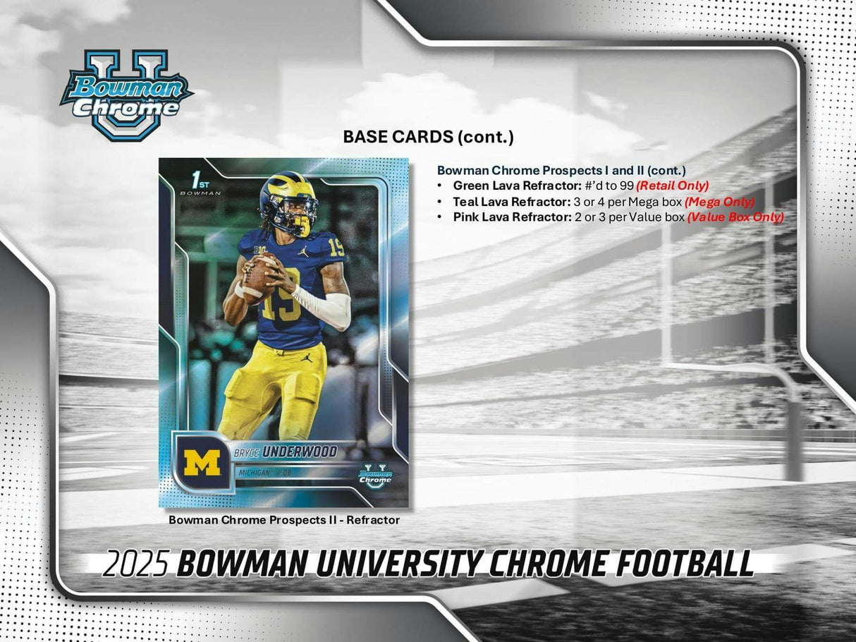 2025 Bowman University Chrome Football 7-Pack Blaster Box