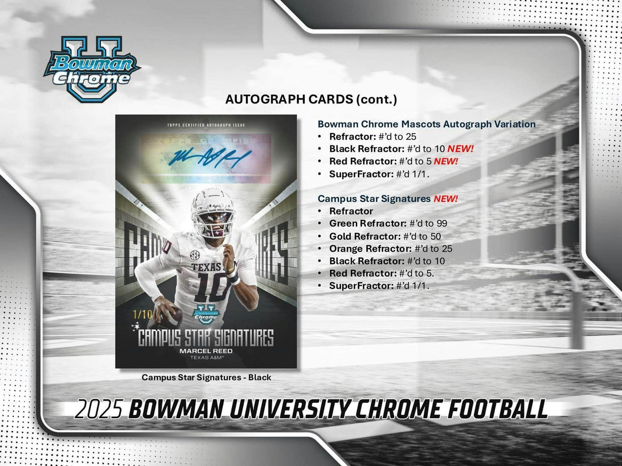 2025 Bowman University Chrome Football 7-Pack Blaster Box