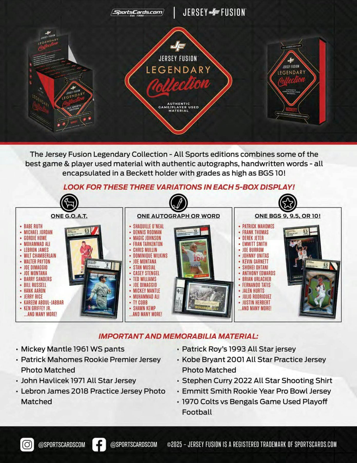 2025 Jersey Fusion Legendary Collection Hobby Pack