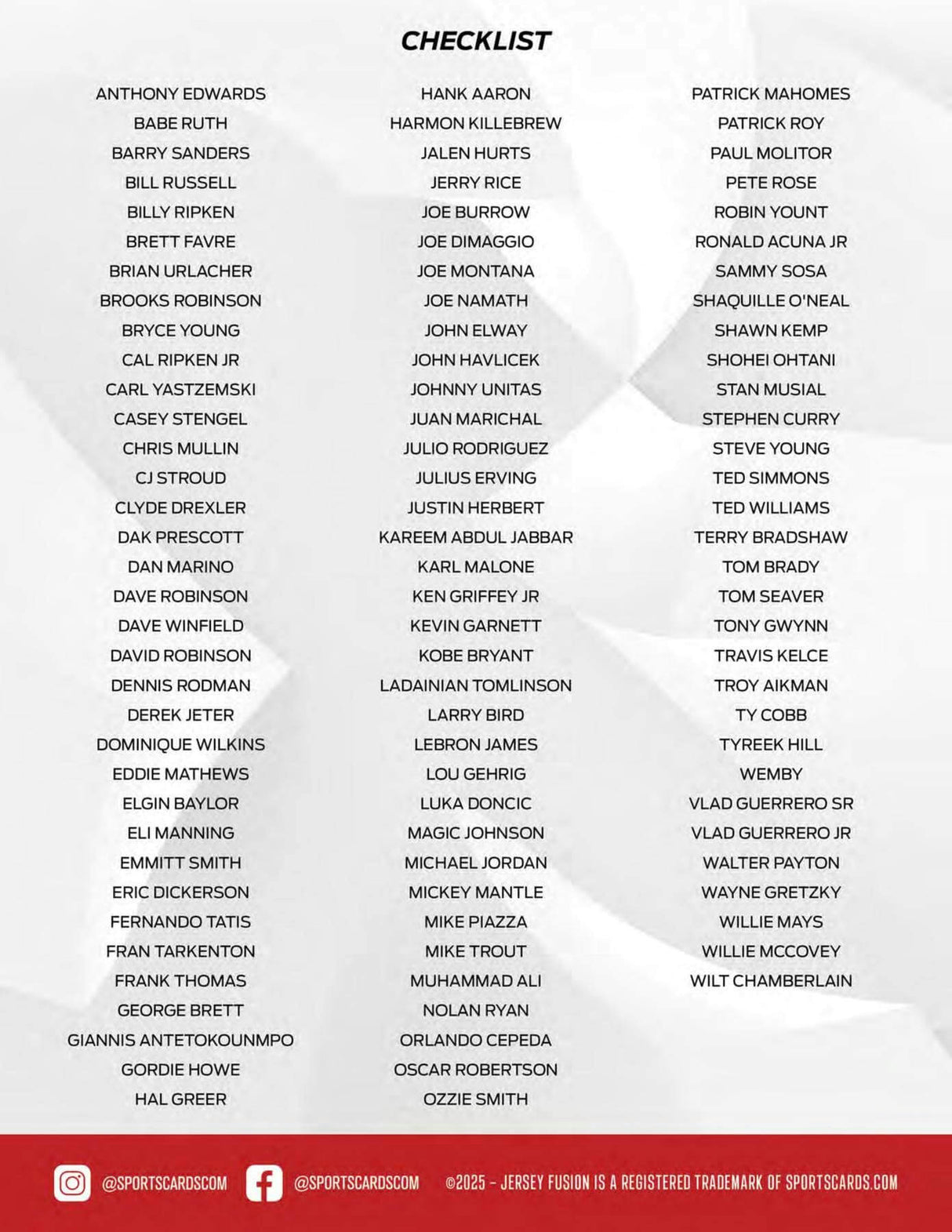 2025 Jersey Fusion Legendary Collection Hobby Pack