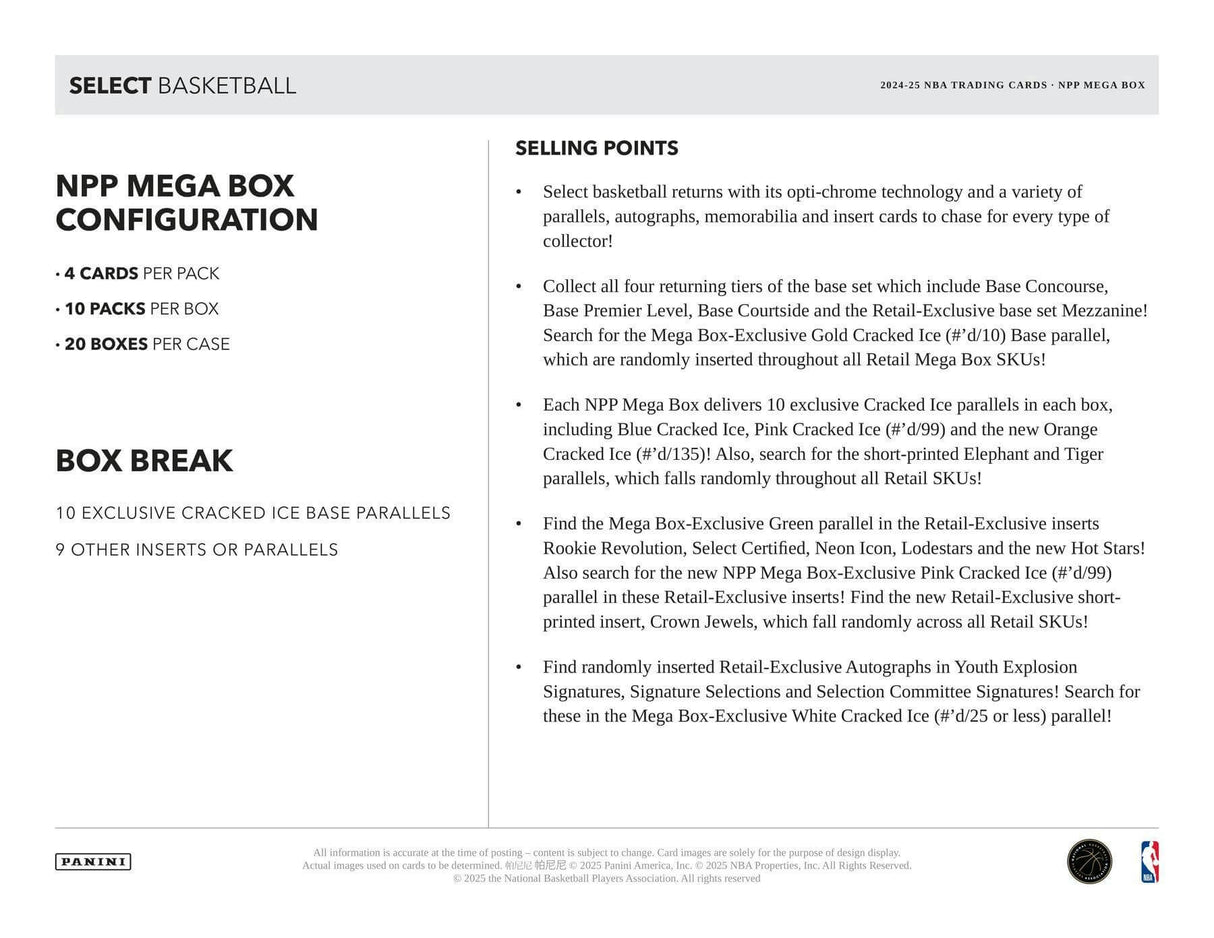 2024/25 Panini Select NBA Basketball Mega Box