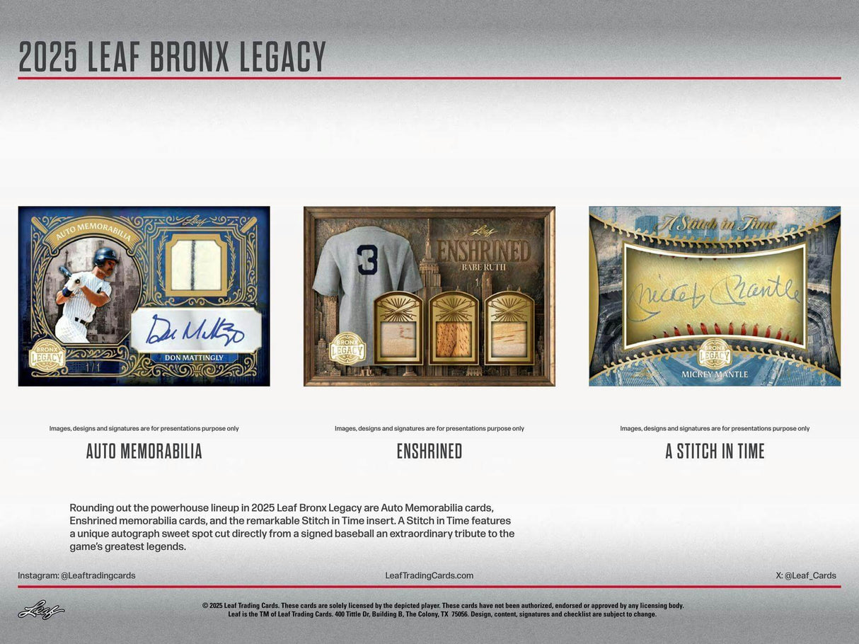 2025 Leaf Bronx Legacy Baseball Hobby Box