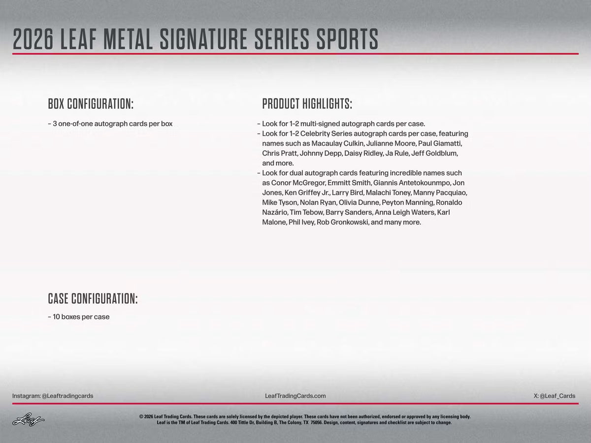 2026 Leaf Signature Series Hobby Box