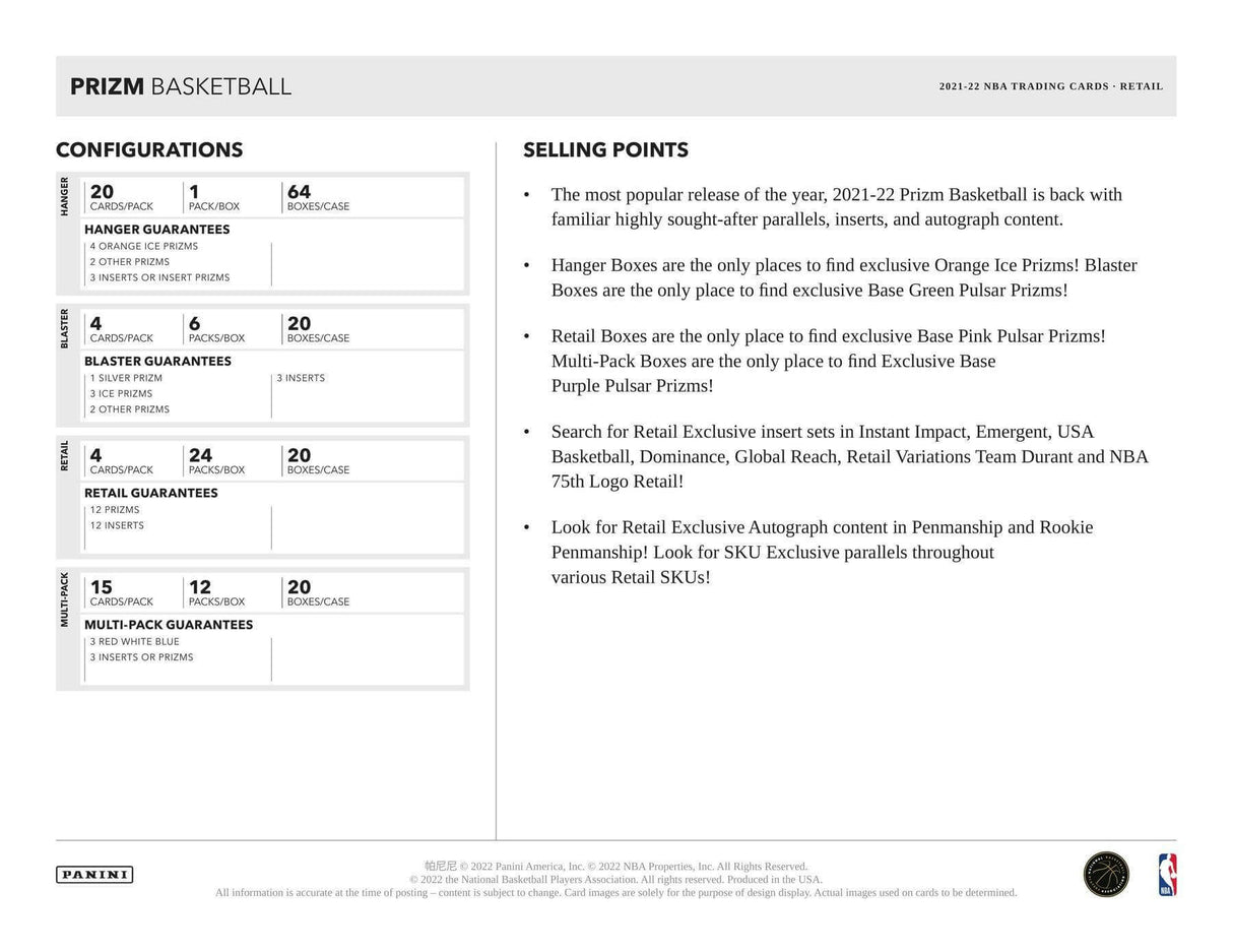 2021/22 Panini Prizm Basketball Blaster Box