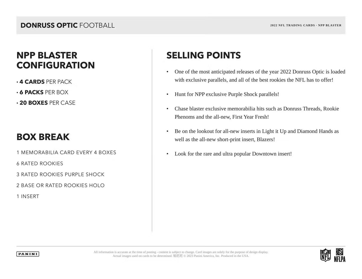 2022 Panini Donruss Optic Football Blaster Box (Fanatics Exclusive)