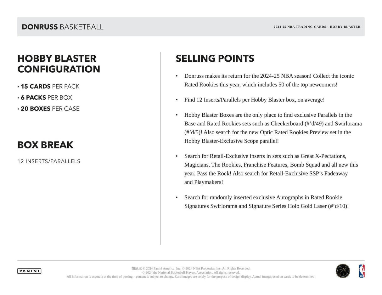 2024/25 Panini Donruss Basketball 6-Pack Hobby Blaster Box