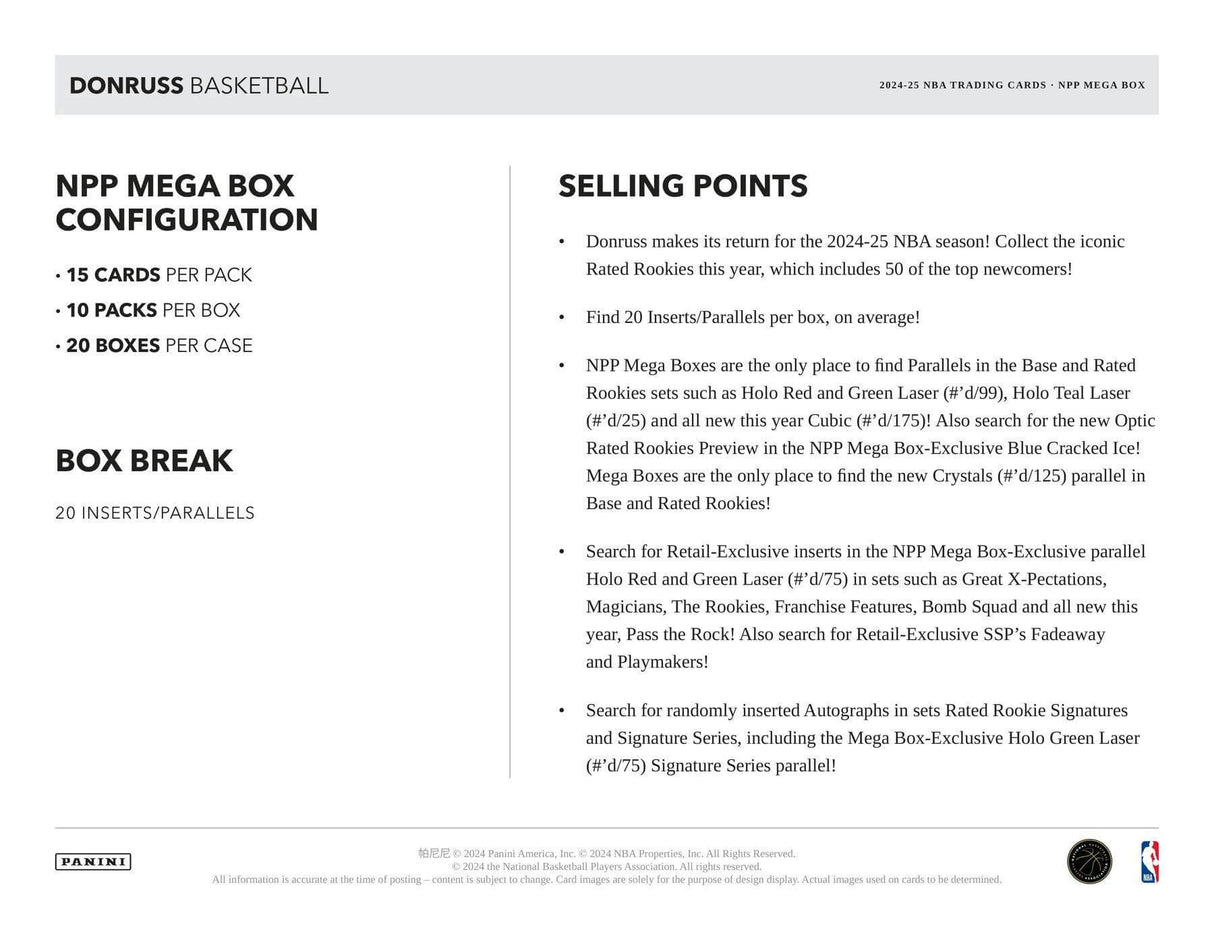 2024/25 Panini Donruss Basketball Mega Box